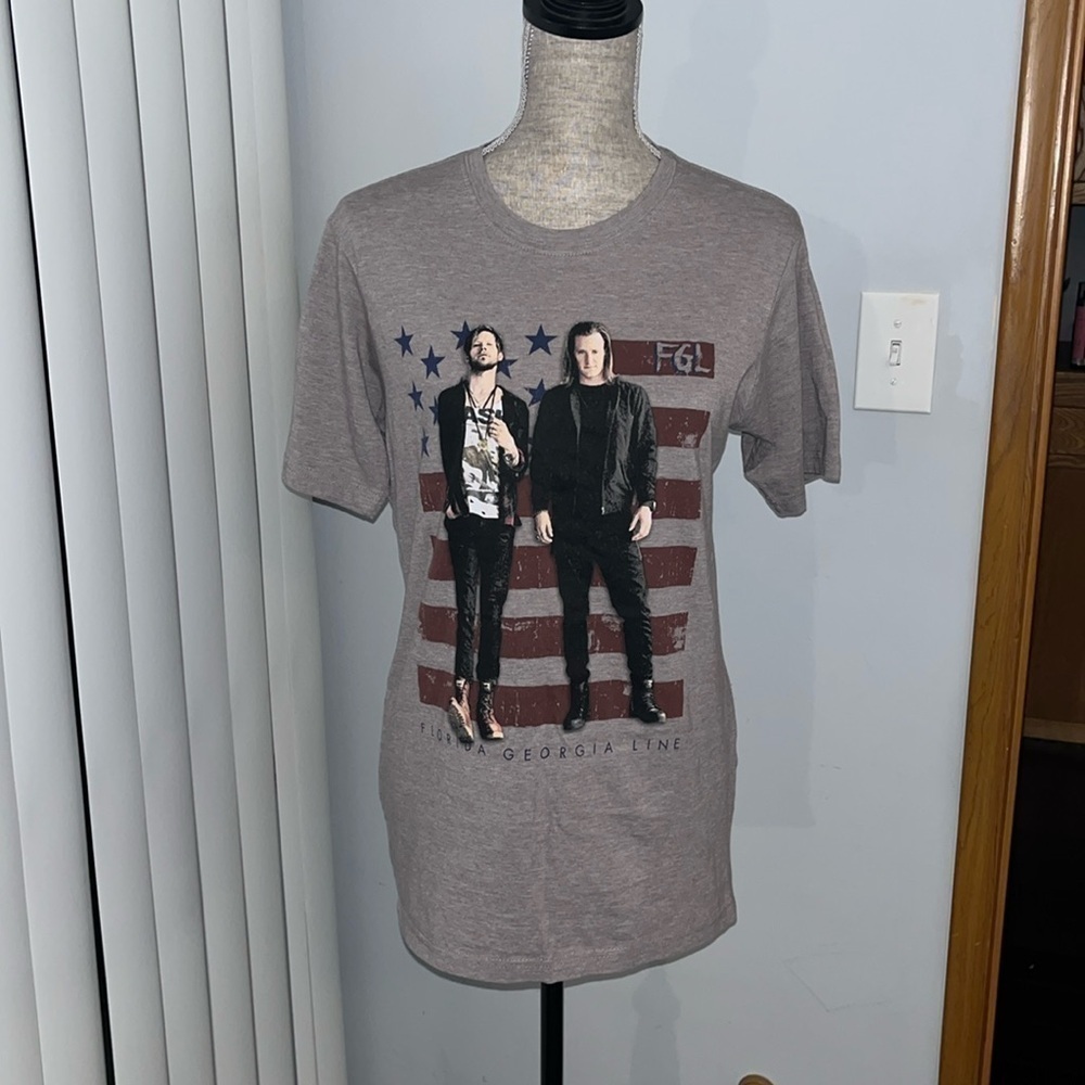 FGL Florida Georgia Line Concert Tour Band T-Shirt Tan Country Music Medium